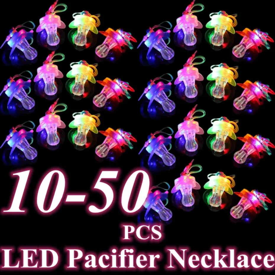 

LED Light up Pacifier Necklace Toy Christmas Rave Pacifier Glowing Flashing LED Light up Pacifier for Teens and Adults KTV Bar