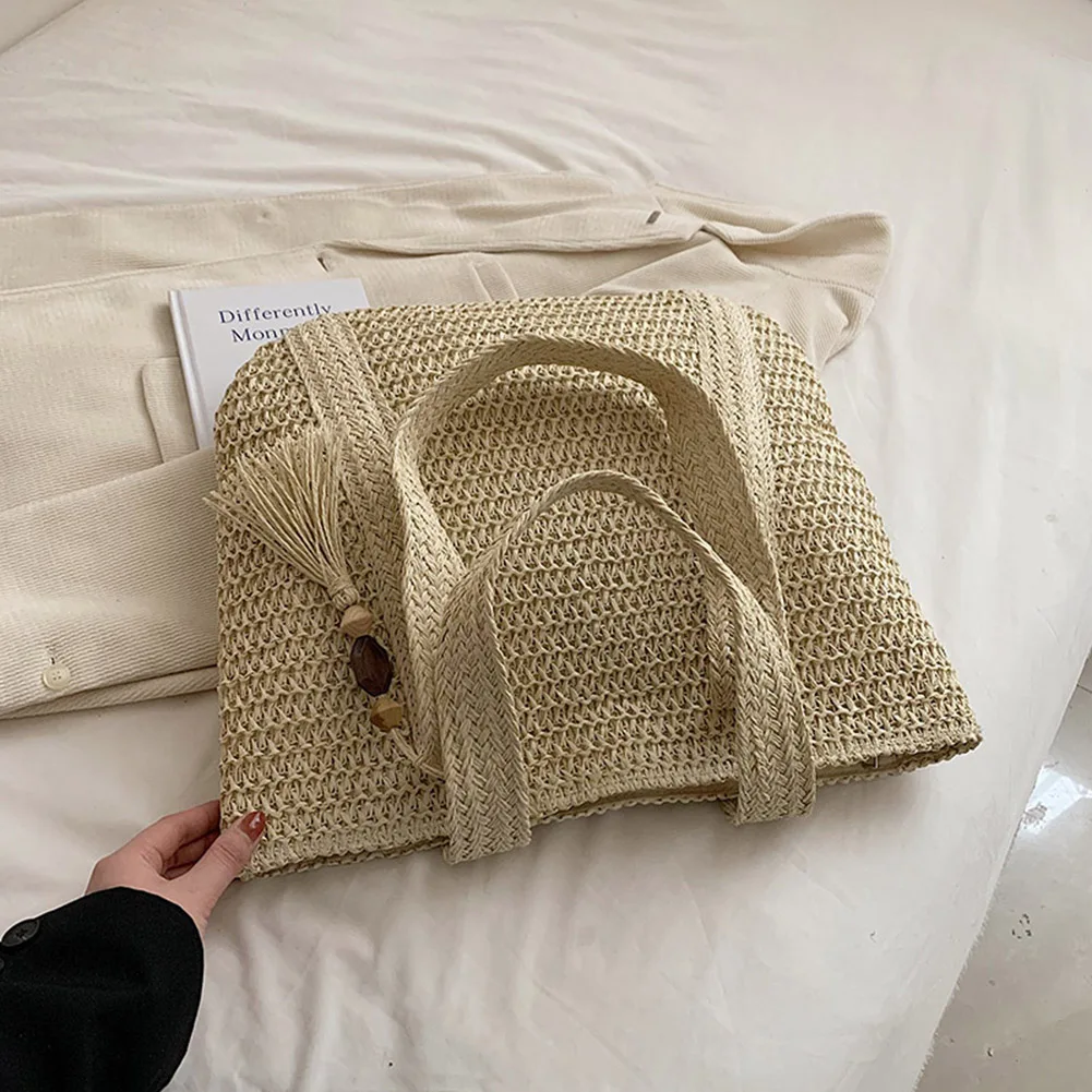 Tassel Woven Shopper Tote - Large Capacity Summer Straw Shoulder Bag 29 S37b22a6ed7fb4d38b37368e7c4e3d8e1b