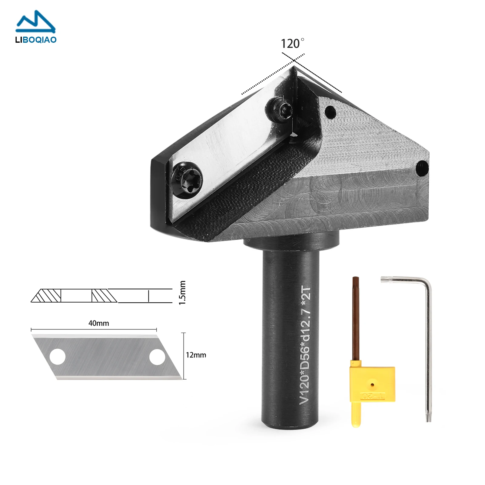 

120° 12mm Shank CNC V-Sharp Bit Wood Planer Bit Insert Milling Cutter Replaceable Blades End Mill for MDF Particleboard