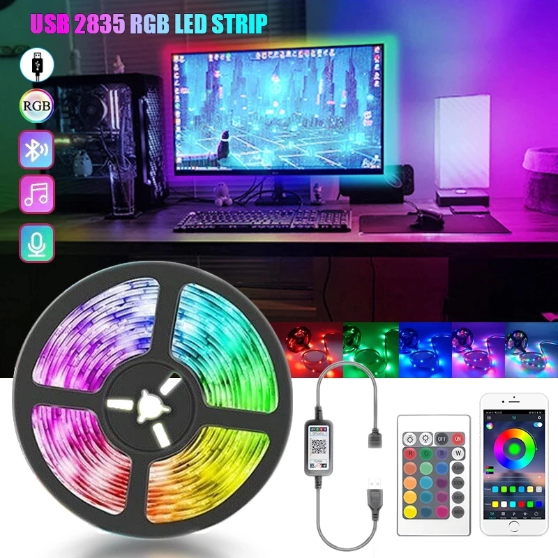 USB RGB LED Strip Light 2835 50CM 1M 2M 3M 4M 5M DC 5V Gaming Backlight Flexible Ribbon Decor Screen TV Background Lighting Tape | Освещение