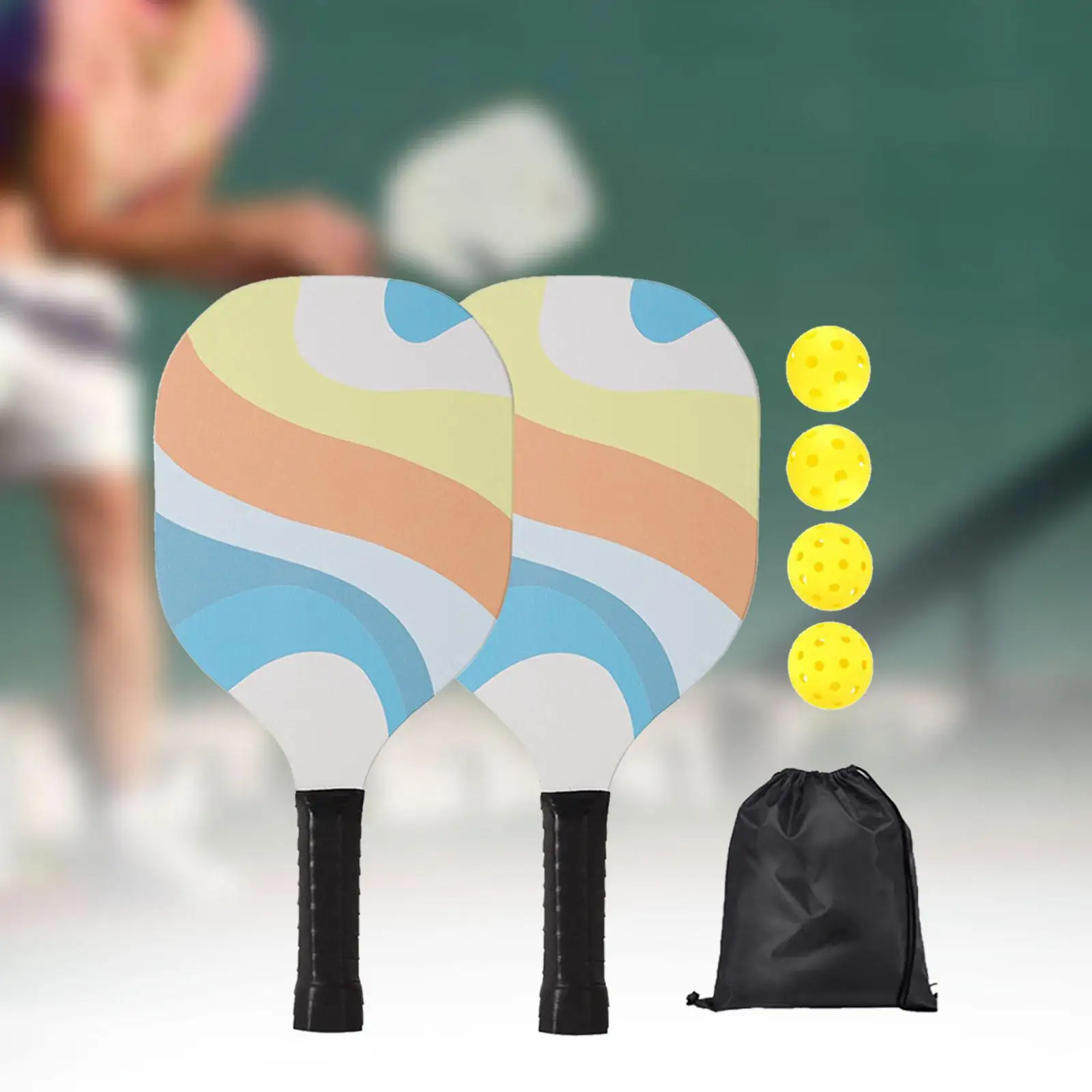 

Paddles Pickleball с 2 ракетами, 4 мяча, бальная ракетка для пикника, для внутреннего и наружного соревнований, спортивные аксессуары для взрослых и детей