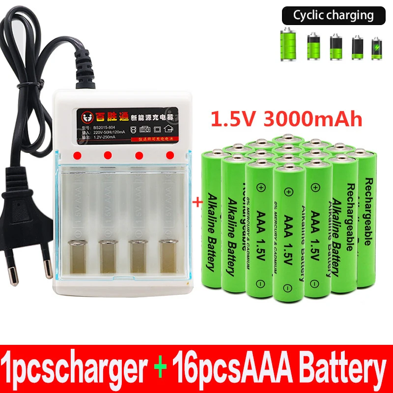 100%New Original AAA Battery Rechargeable Battery AAA1.5V 3000mAh Rechargeable Alcalinas Drummey+Charger Shaver Clock Battery
100%New Original AAA Battery Rechargeable Battery AAA1.5V 3000mAh Rechargeable Alcalinas Drummey+Charger Shaver Clock Battery