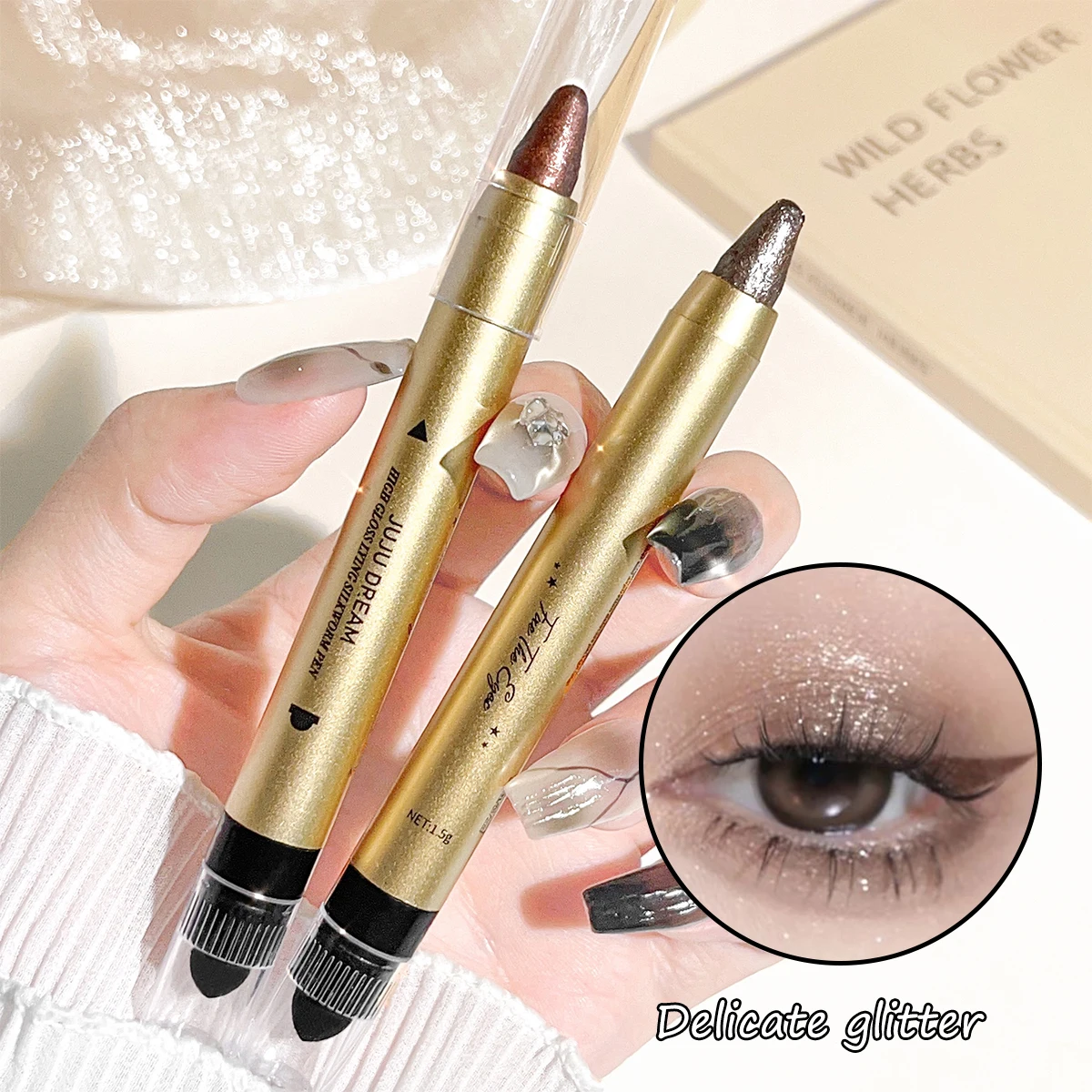 Glowing highlighter eye shadow pencil with pearlescent shimmer and fine glitter for brightening and a dimensional effect 14 S37b78304d1c0455ab8a6dea45d4b98f0b