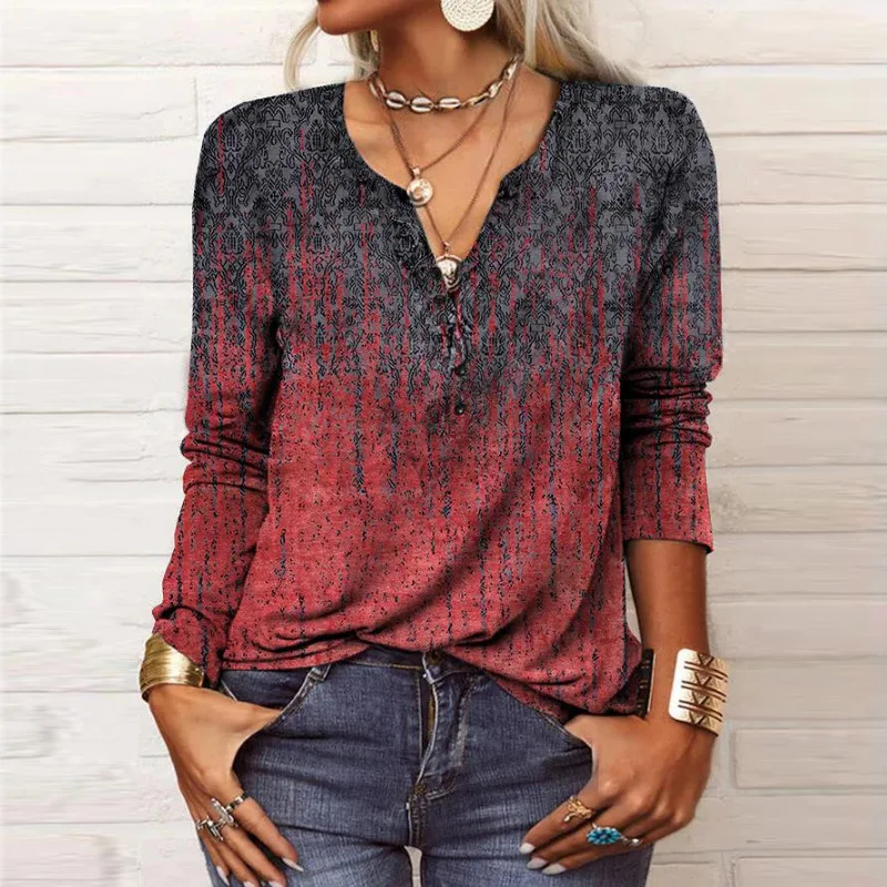 2023 Autumn/Winter Loose and Comfortable Mini Women's Long Sleeve Printed V-neck Fashion T-shirt Women long sleeve top
2023 Autumn/Winter Loose and Comfortable Mini Women's Long Sleeve Printed V-neck Fashion T-shirt Women long sleeve top