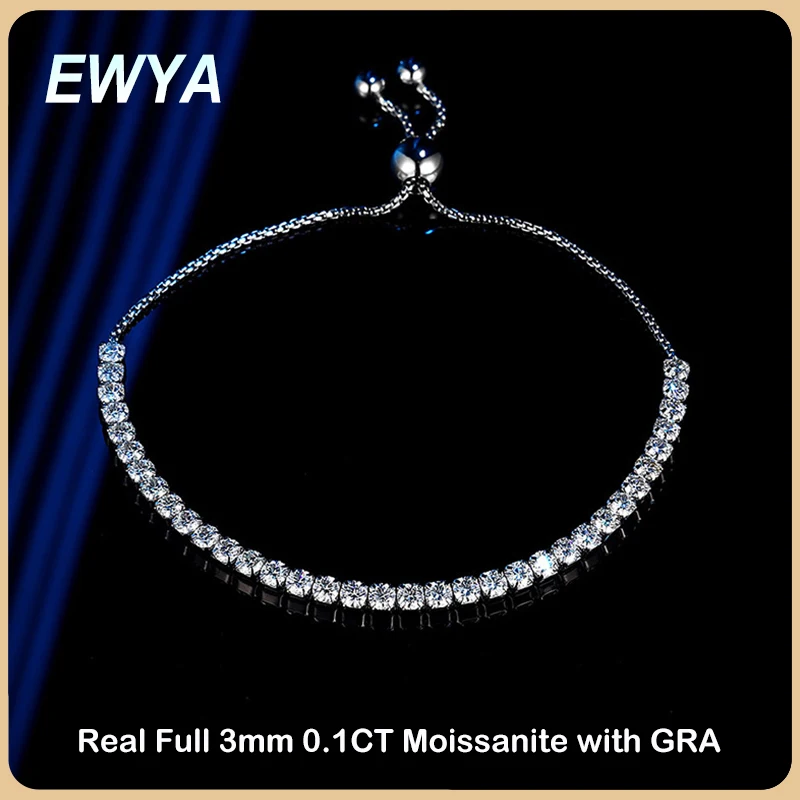 EWYA 100% Real 3mm 0.1CT Full Moissanite Diamond Tennis Bracelet For Women 925 Silver Plated 18K Adjustable Link Chain Bracelets
EWYA 100% Real 3mm 0.1CT Full Moissanite Diamond Tennis Bracelet For Women 925 Silver Plated 18K Adjustable Link Chain Bracelets