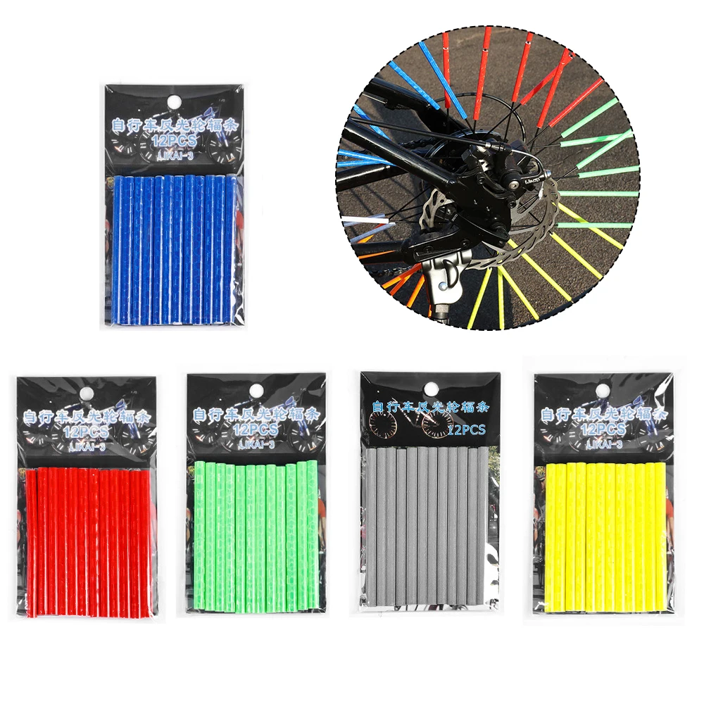 

12pc Bicycle Wheel Rim Spoke Clip Night Safety Warning Light Bicycle Reflective Reflector Strip MTB Bike Cycling Accessories