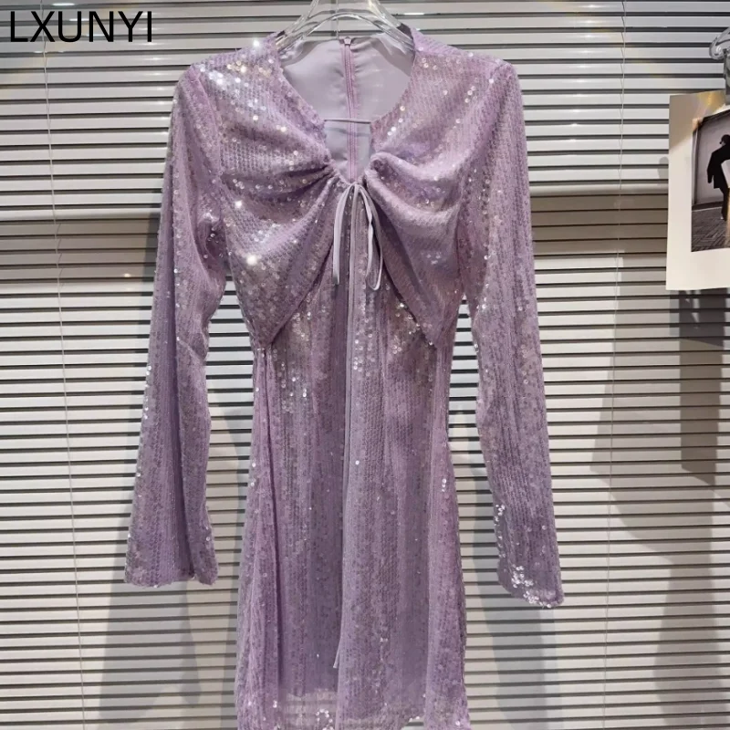 LXUNYI Spring Autumn Party Sequins Dress Women 2023 Ladies Slim A Line Shawl Long Sleeve Elegant Design Fake Two Piece Dresses
LXUNYI Spring Autumn Party Sequins Dress Women 2023 Ladies Slim A Line Shawl Long Sleeve Elegant Design Fake Two Piece Dresses