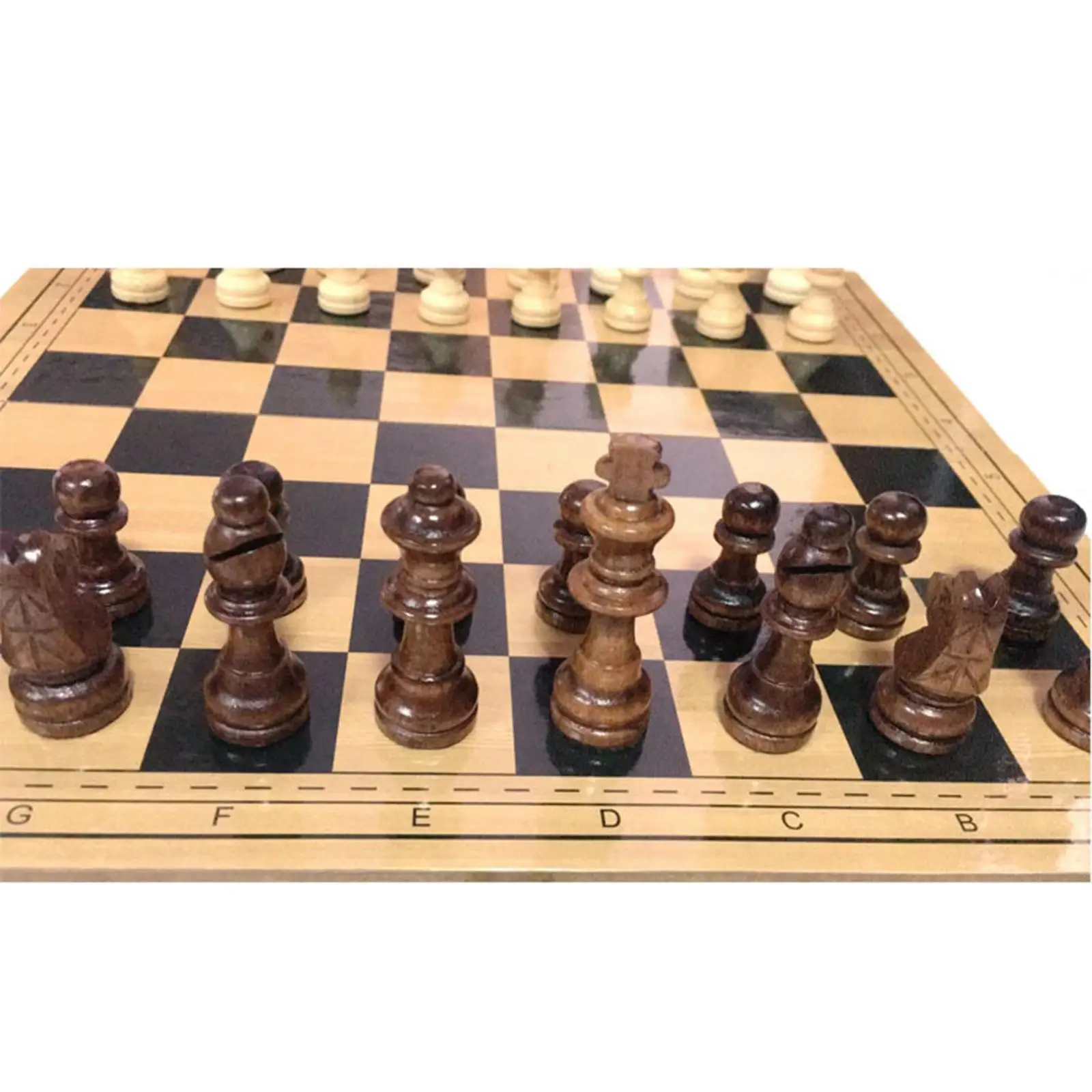 

3-in-1 International Wooden Folding Chess Checker Backgammon Board Game Set