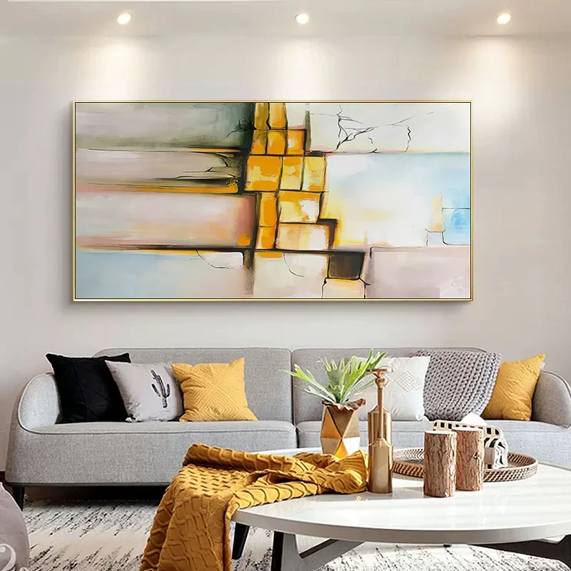 Современное художественное оформление на холсте большого размера, картина на стену гостиной, искусство ручной работы, Картина на холсте без рамы
Современное художественное оформление на холсте большого размера, картина на стену гостиной, искусство ручной работы, Картина на холсте без рамы