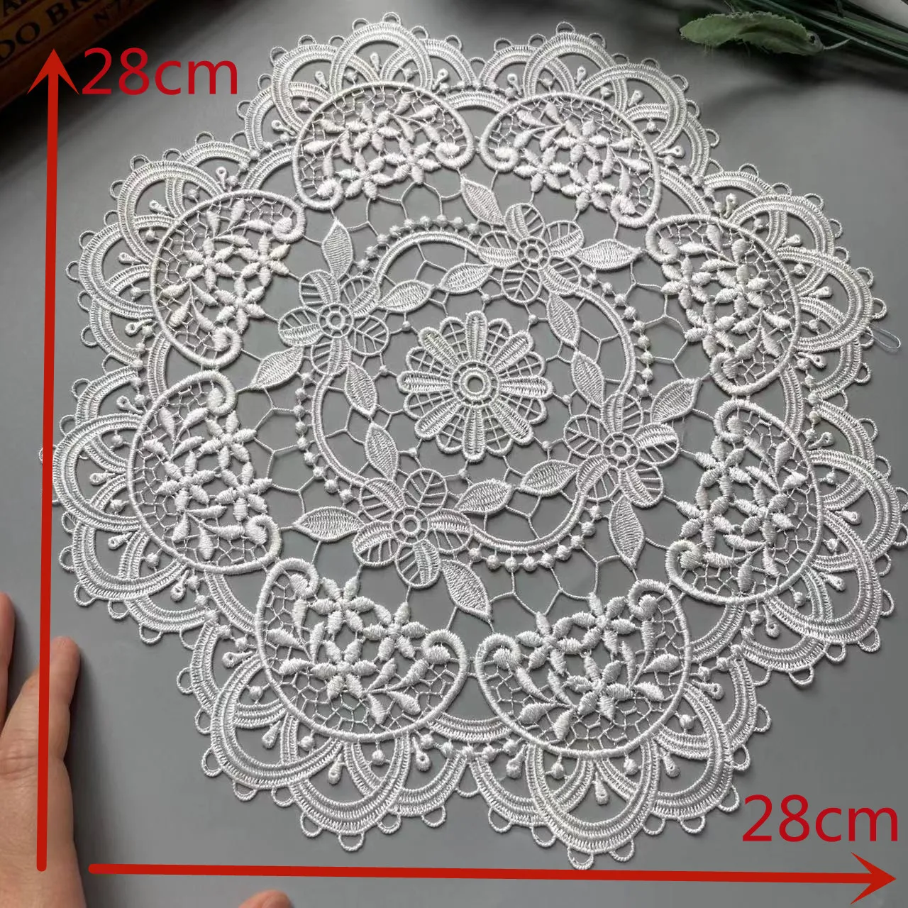 

2 PCS White Embroidered Flower Round shape Mesh Lace Applique Trims for Covers Curtain Home Textiles Sewing Strip Ribbon Fabric