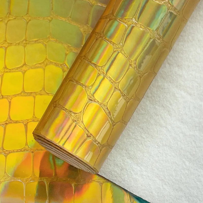 46x135cm Holographic Laser Crocodile knurling texture Faux Leather PU Fabric Make earrings Bag Sewing Materia DIY Crafts 0.7mm
46x135cm Holographic Laser Crocodile knurling texture Faux Leather PU Fabric Make earrings Bag Sewing Materia DIY Crafts 0.7mm