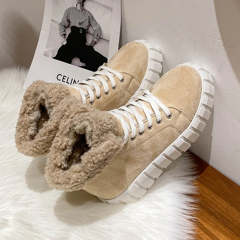 

Winter Women Warm Snow Boots 2022 Fashion Cotton Shoes Outdoor Causal Female Shoes Non-slip Height Increasing Shoes