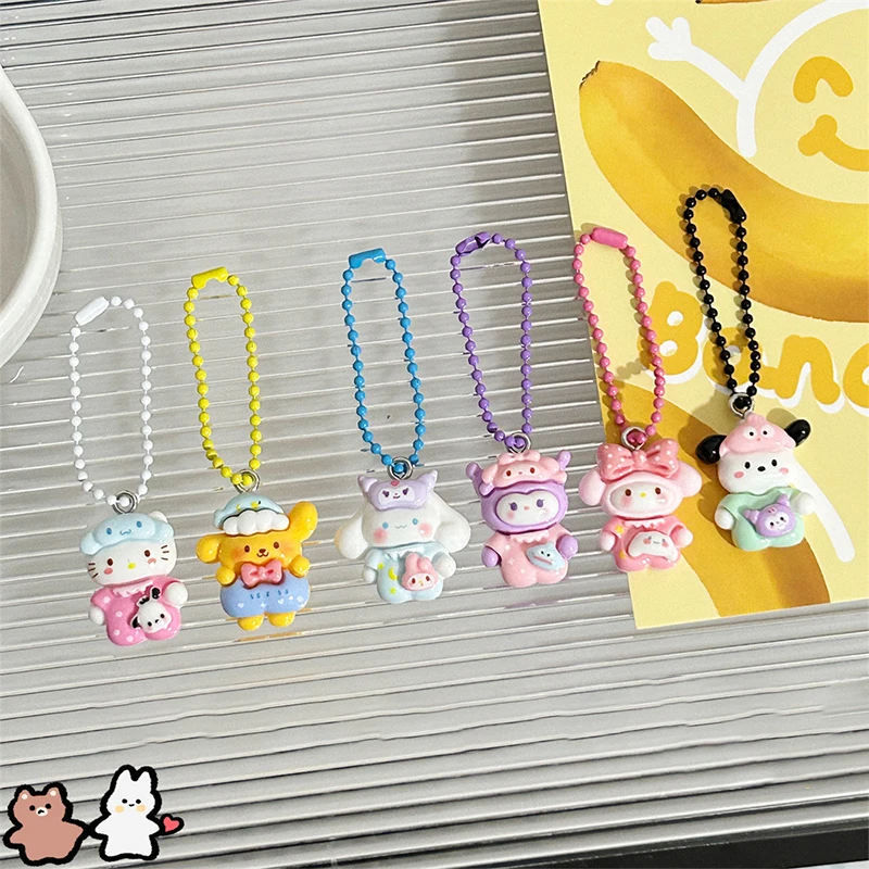 

Брелок Sanrio Kuromi My Melody Hello Kitty Cinnamoroll Pachacco Purin, школьный портфель с подвеской, милый мультяшный подарок