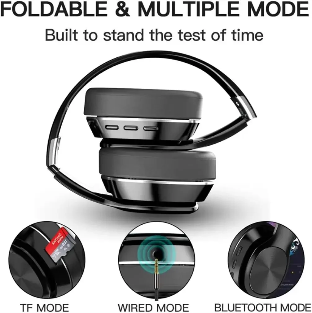 HiFi Foldable Wireless Bluetooth Headphon 5.0 for Pc Support TF Card/FM Radio Stereo Headset with Microphone Deep Bass HiFi Foldable Wireless Bluetooth Headphon 5.0 for Pc Support TF Card/FM Radio Stereo Headset with Microphone Deep Bass