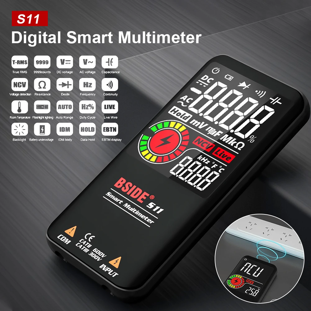 New Digital Smart Multimeter 9999 Counts 3.5inch LCD Color Display DC AC Voltage Capacitance Ohm Diode NCV Hz Live Wire Tester
New Digital Smart Multimeter 9999 Counts 3.5inch LCD Color Display DC AC Voltage Capacitance Ohm Diode NCV Hz Live Wire Tester