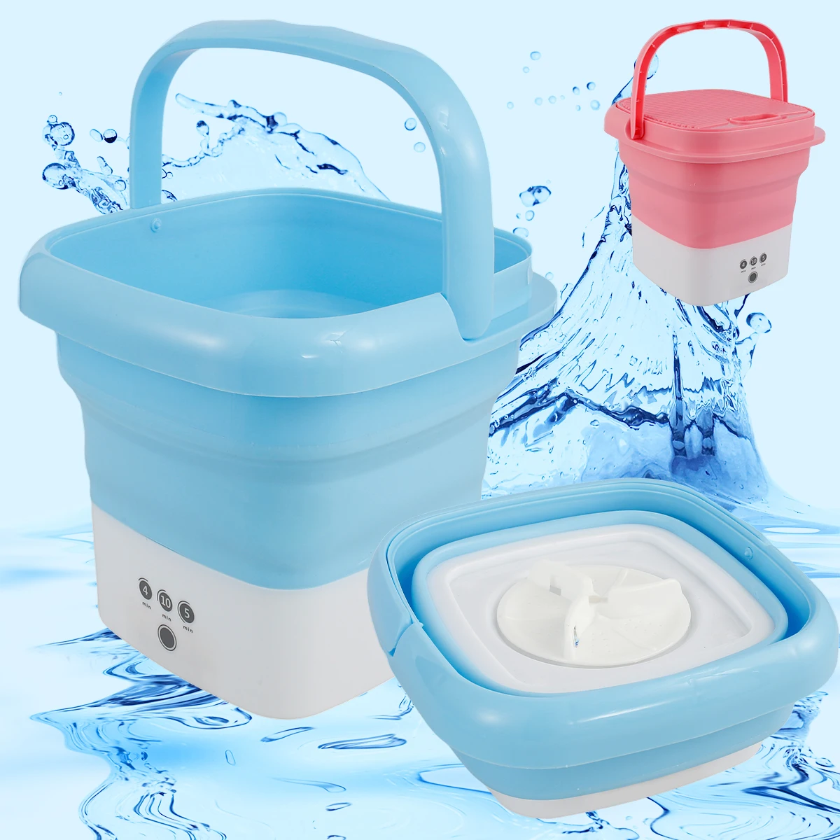 Mini Portable Washing Machine Foldable Small Laundry Machine with Drain Basket Lightweight Washer Touch Screen and Timer
Mini Portable Washing Machine Foldable Small Laundry Machine with Drain Basket Lightweight Washer Touch Screen and Timer