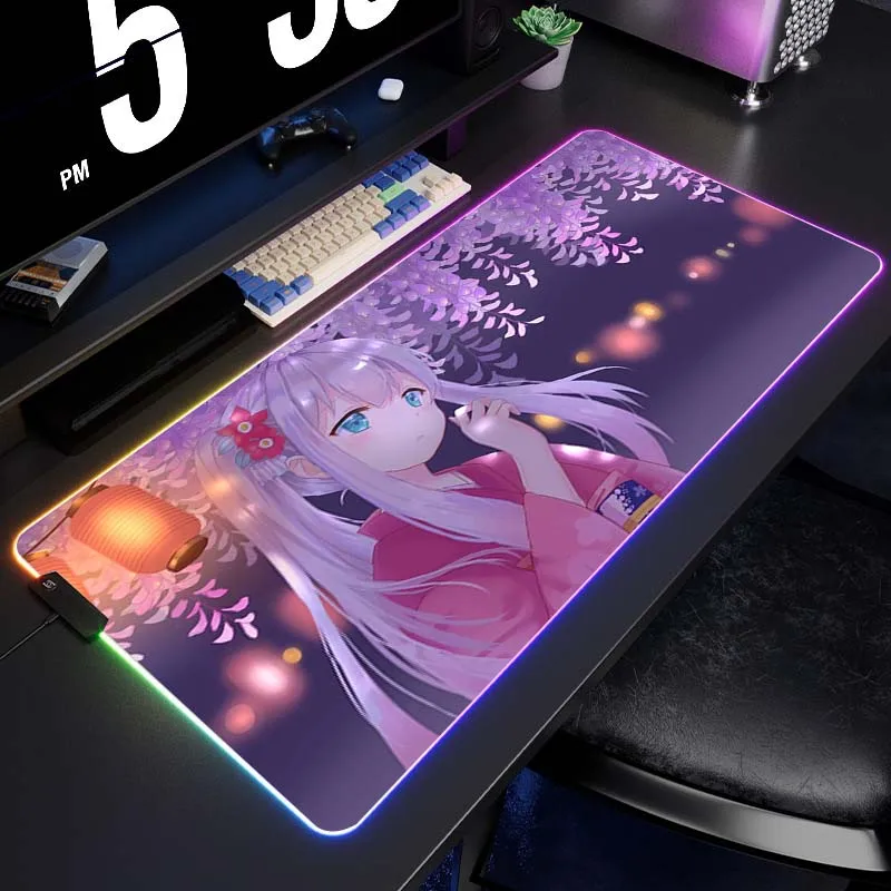 

Игровой коврик для мыши Izumi RGB, светящийся большой геймерский коврик для мыши, компьютерный Настольный коврик XXL, стандартный резиновый коврик для мыши, резиновые коврики для клавиатуры