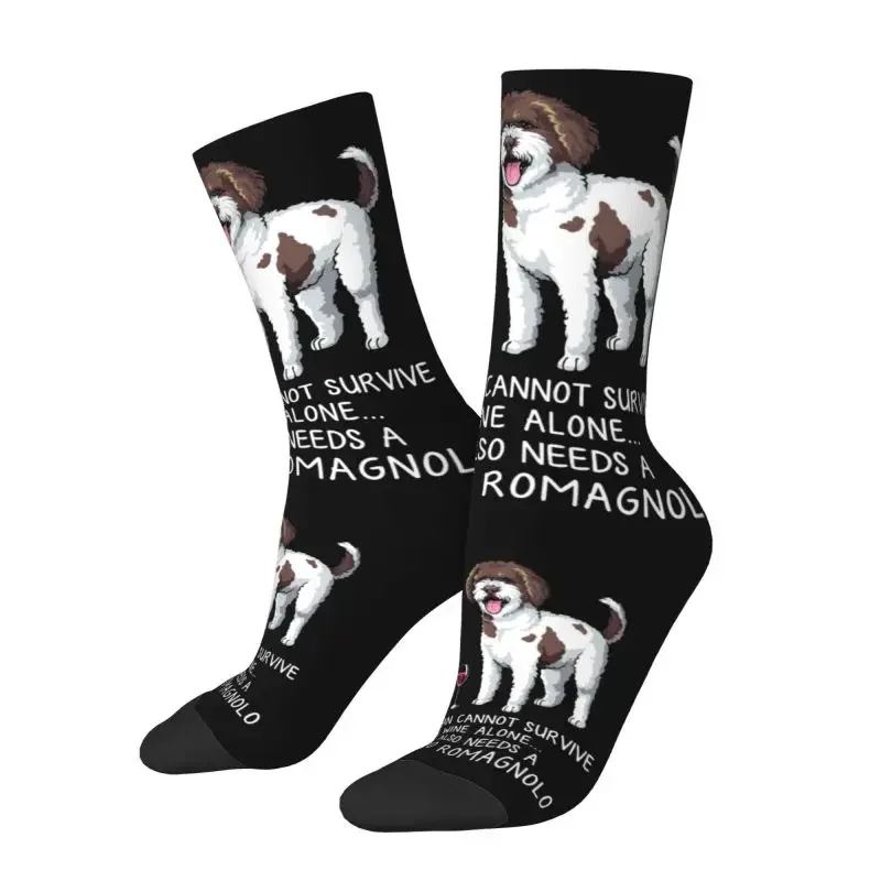 

Cool Print Funny Wine And Lagotto Romagnolo Dog Socks for Men Women Stretch Summer Autumn Winter Crew Socks