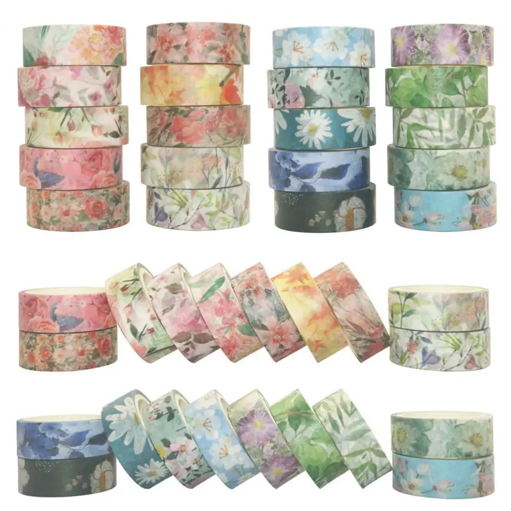 

20 Rolls Washi Tape Floral Print Scrapbooking Spring Flowers Journals Planners Masking Washi Tape Diy Scrapbooking Sticker