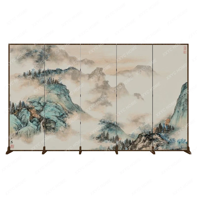 

Chinese Style Solid Wood Antique Style Subareas Screens Background Decoration Mobile Folding Landscape Accordion Partition