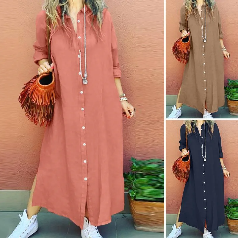 2024 Spring and autumn new cotton and linen commuter color simple lapel long sleeve loose cardigan shirt dress
2024 Spring and autumn new cotton and linen commuter color simple lapel long sleeve loose cardigan shirt dress