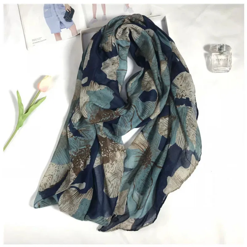 

New Fashion Ombre Big Floral Viscose Shawl Scarf Lady High Quality Print Soft Wrap Pashmina Stole Bufandas Muslim Hijab 180*80Cm