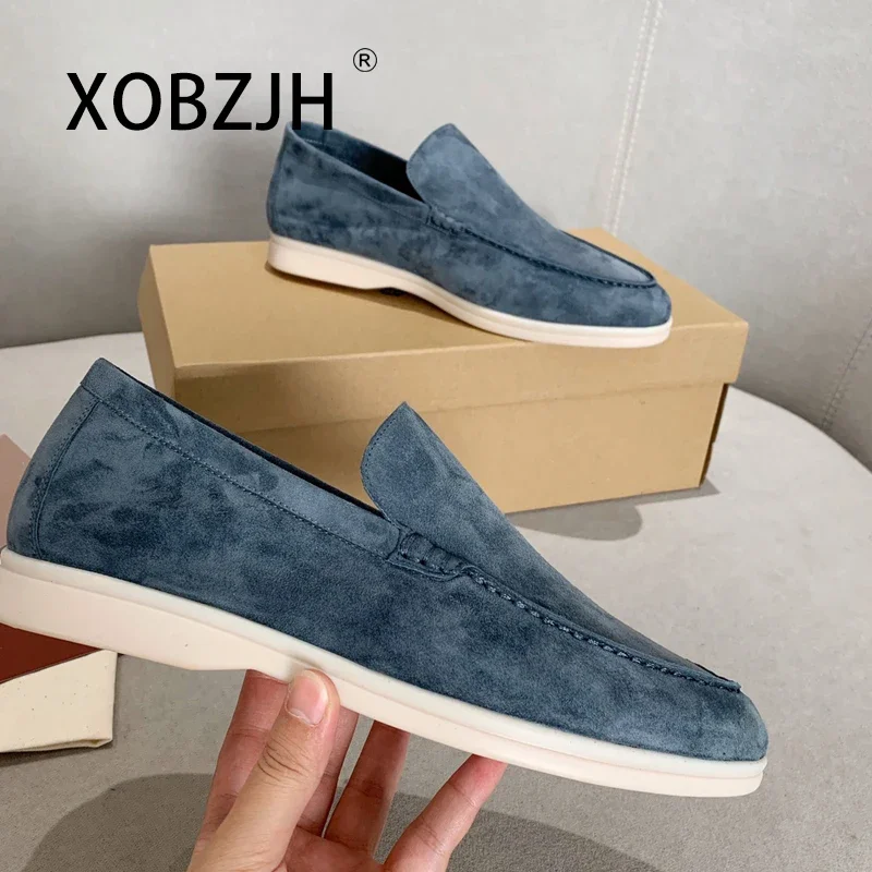 

Loafers Mocasines Summer Walk Charms Suede Shoes For Men 2024 Sneakers Brown Suede Leather Flats Women Brand High Quality Shoes
