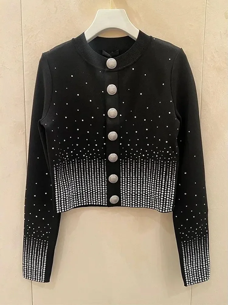 Black Diamonds Knitted Cardigan Women Stylish Sweater Tops 2023 Autumn Long Sleeve Single-breasted Elegant Chic Ladies Knitwear 
Black Diamonds Knitted Cardigan Women Stylish Sweater Tops 2023 Autumn Long Sleeve Single-breasted Elegant Chic Ladies Knitwear