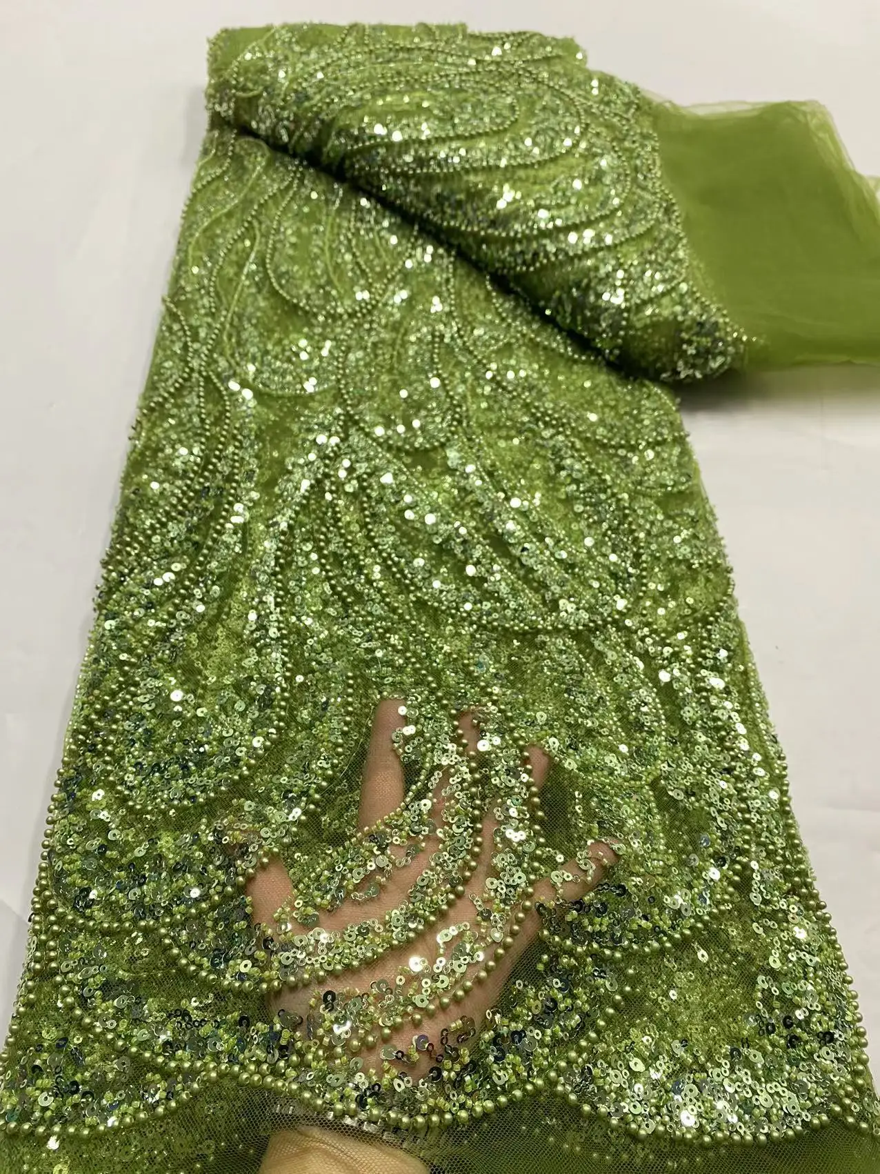 African Sequins Lace Fabric High Quality Handmade Beaded Nigerian French Tulle Lace Groom Material For Wedding Dress Sewing
African Sequins Lace Fabric High Quality Handmade Beaded Nigerian French Tulle Lace Groom Material For Wedding Dress Sewing