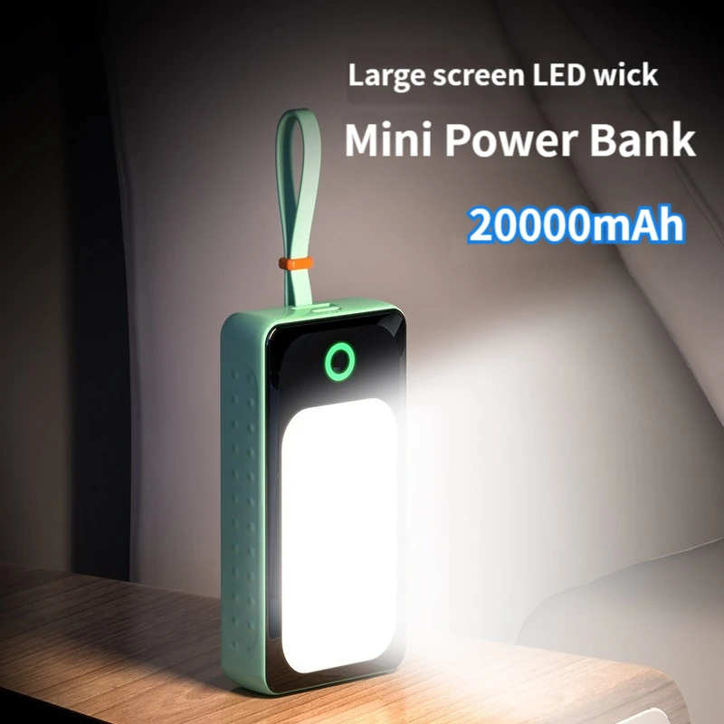 

Power Bank 20000mAh Fast Charger Camping Portable Powerbank Spare Battery with Flashlight SOS Function External Fast Chargers