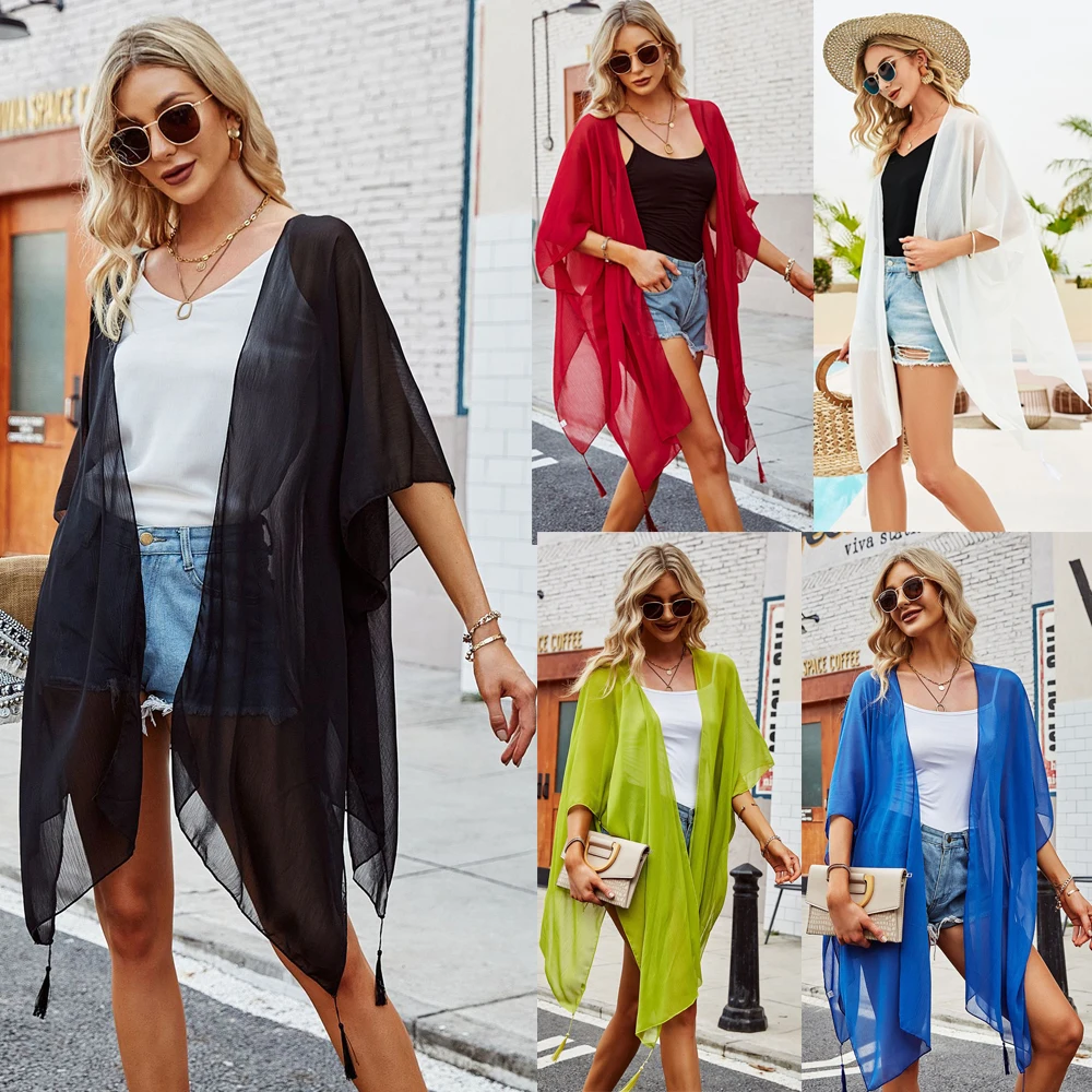 Women's Tops Loose Chiffon Coverups Beach Swim Bikini Kimono Cardigan Bathing Suit Cover Ups Blouse for Swimwear Resort Wear
Women's Tops Loose Chiffon Coverups Beach Swim Bikini Kimono Cardigan Bathing Suit Cover Ups Blouse for Swimwear Resort Wear