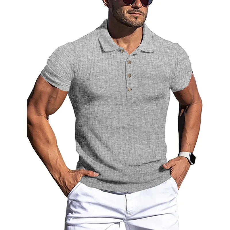 New Summer Fashion Stand Collar Mens Shirts Solid Stripe Fitness Elasticity High Elasticity Short Sleeve Polo Shirts for Men
New Summer Fashion Stand Collar Mens Shirts Solid Stripe Fitness Elasticity High Elasticity Short Sleeve Polo Shirts for Men