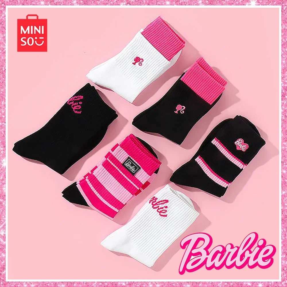 

Miniso 2024 серия Барби Y2K кавайные белые буквы с вышивкой теплые крутые чулки для девочек конфетные носки