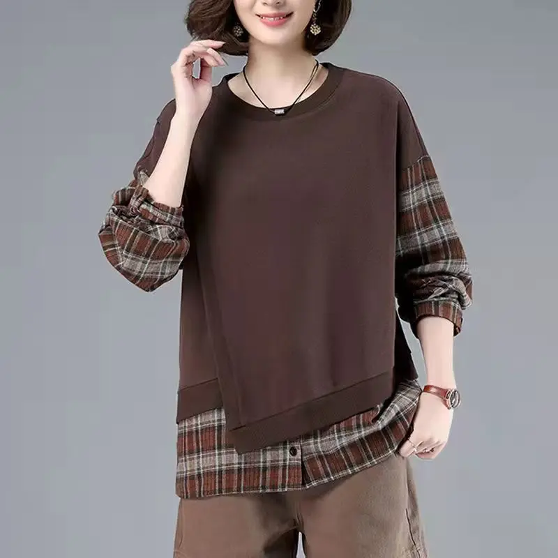 Fashion Spliced Fake Two Piece Plaid Shirt Women's Clothing 2022 Autumn New Oversized Casual Pullovers All-match Korean Blouse
Fashion Spliced Fake Two Piece Plaid Shirt Women's Clothing 2022 Autumn New Oversized Casual Pullovers All-match Korean Blouse