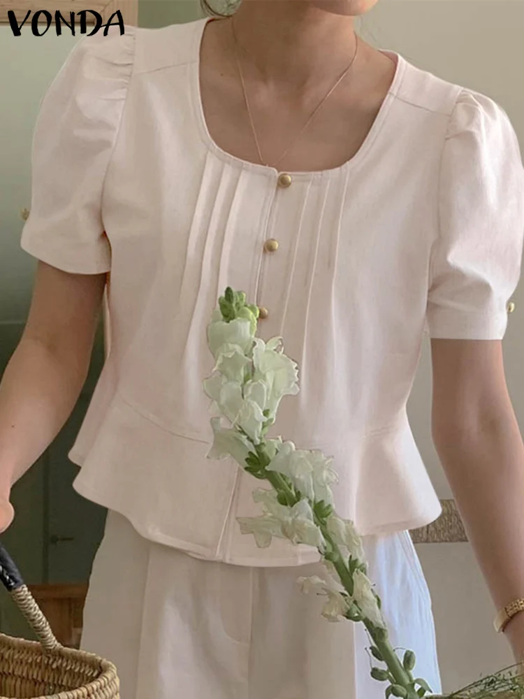 VONDA Summer Shirts 2023 Women Buttons Elegant Tops Tunic Casual Solid Color Loose Pleated Fashion Blouses Short Sleeve Blusas
VONDA Summer Shirts 2023 Women Buttons Elegant Tops Tunic Casual Solid Color Loose Pleated Fashion Blouses Short Sleeve Blusas