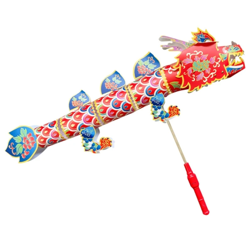 

HUYU Traditional Paper Dragon Dance Light Chinese New Year Dragon Themed Paper Craft Festive Party Supply Holiday Decors