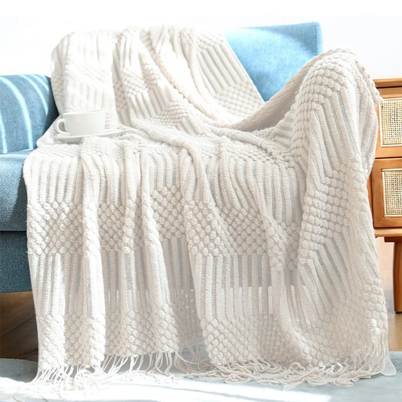 

Nordic Knitted Blanket Throw Solid Color Sofa Cover Office Nap Small Blankets Leisure Home Hotel Decoration Bedspread Soft Shawl