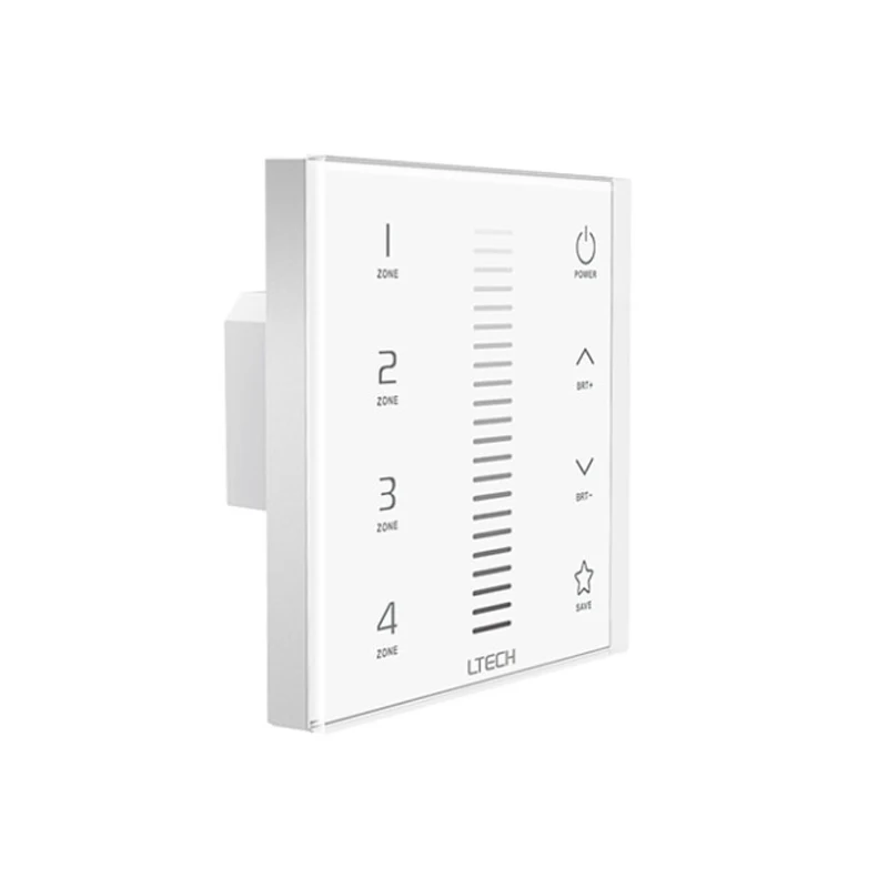

LTECH New EX5 Led Dimmer 120V 220V 4 Zones Multi Touch Panel Wall Mount Dimming 2.4GHz Wireless DMX512 Master Dim Controller