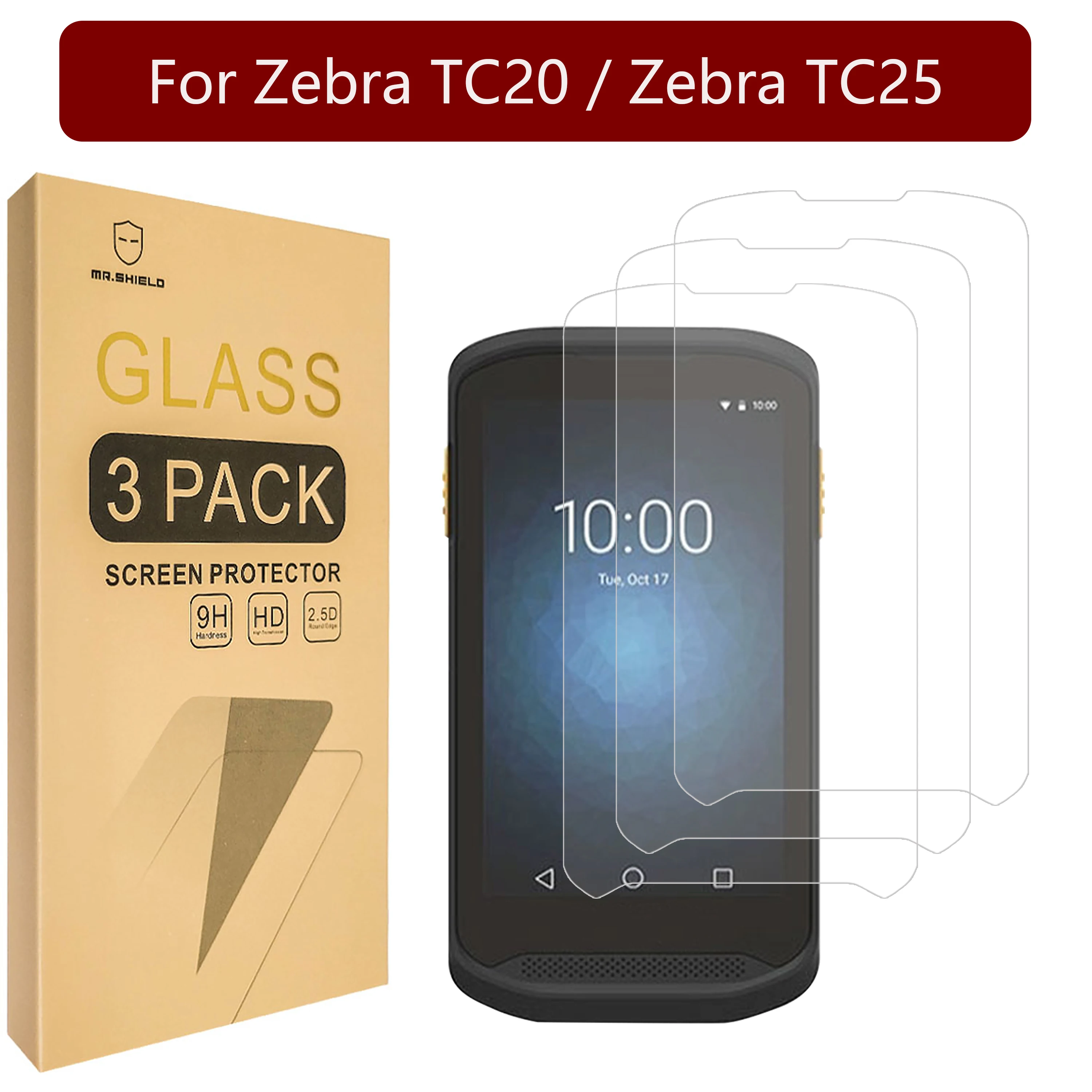 

Защитная пленка Mr.Shield [в 3 упаковках] для экрана Zebra TC20 / Zebra TC25 [закаленное стекло] [Японское стекло с твердостью 9H] Защитная пленка для экрана