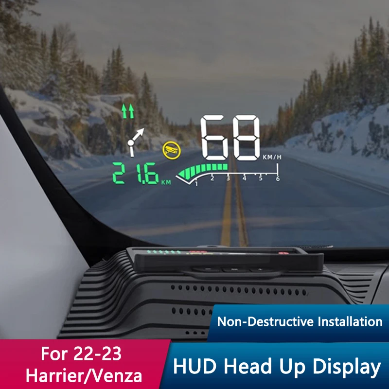 

QHCP Автомобильный дисплей на головке HUD безопасный спидометр для вождения HD экран проектор для Toyota Harrier Venza 2022-2023 аксессуары для интерьера