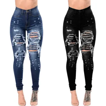 Calças Jeans Masculinas Slim Fit Biker com Zippers Decorativos: O Estilo Hip Hop Arrojado 11 2023 Autumn High Waist Ripped Jeans For Women Fashion Stretch Skinny Denim Pencil Pants Casual Slim Trousers S-3XL