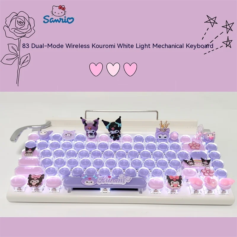 

Sanrio Steampunk Retro Wireless Bluetooth Cinnamoroll Mechanical Keyboard Green Axis Mobile Phone Tablet Ipad Kawaii Typewriter