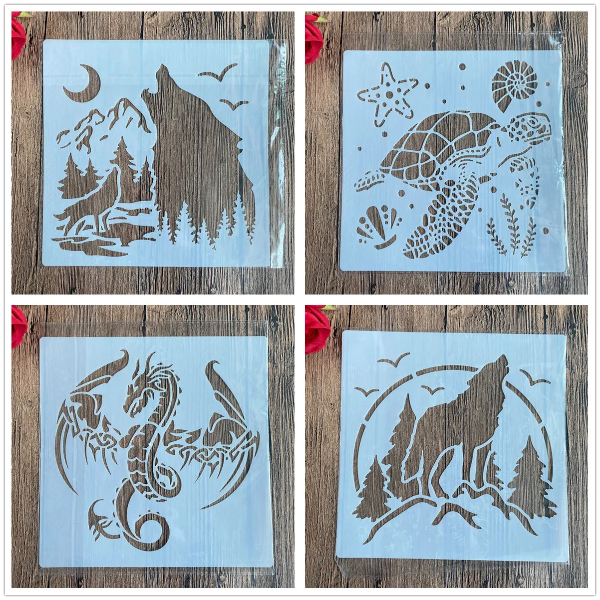 4pcs/set 20 *20 cm diy craft animal mold for painting stencils stamped photo album embossed paper card on wood, fabric, wall
4pcs/set 20 *20 cm diy craft animal mold for painting stencils stamped photo album embossed paper card on wood, fabric, wall