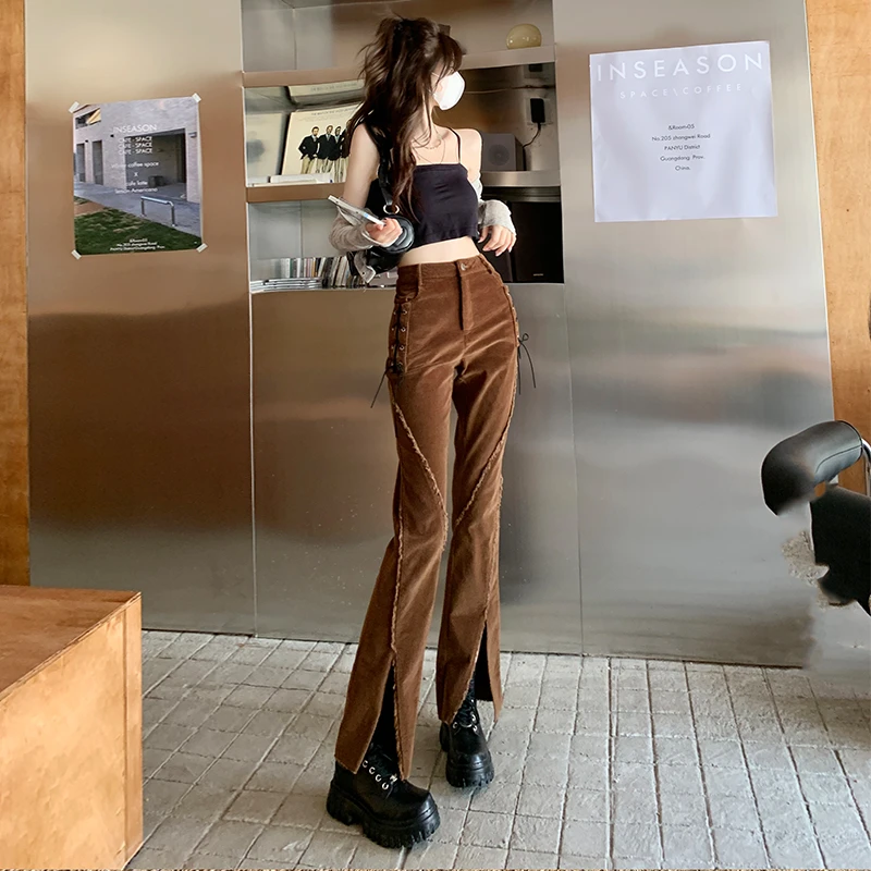 Brown Warm Corduroy Stretch Straps Women's Bell-Bottom Pants Burr Mop Pants Fashion
Brown Warm Corduroy Stretch Straps Women's Bell-Bottom Pants Burr Mop Pants Fashion