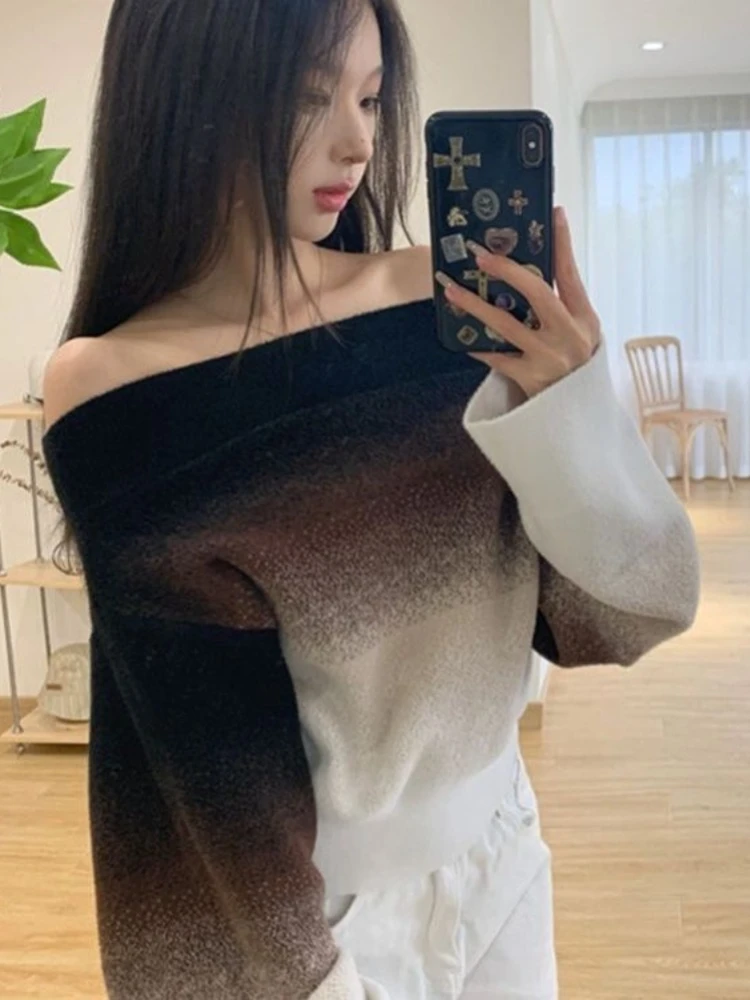 ADAgirl Vintage Knit Sweaters Women Streetwear Slash Neck Gradient Pullover Autumn Winter Loose Long Sleeve Tops Female Clothes
ADAgirl Vintage Knit Sweaters Women Streetwear Slash Neck Gradient Pullover Autumn Winter Loose Long Sleeve Tops Female Clothes
