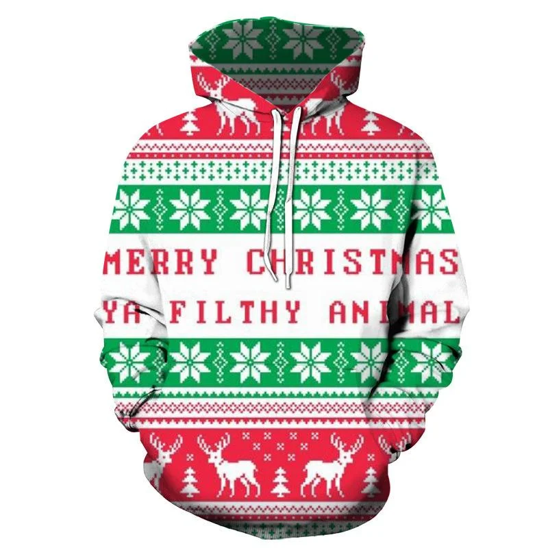 

Snowflake Elk Graphic Hoodie for Men Ugly Christmas Sweater Winter Santa Claus New in Hoodies & Sweatshirts Kid Hooded Pullovers