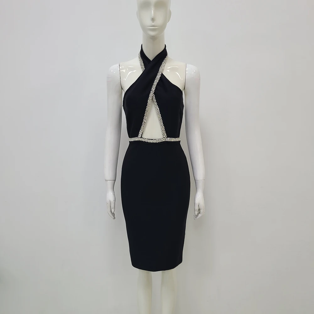 Black Color Women Sleeveless Sexy Off the SHoulder Halter Bodycon Mini Dress Bandage Fashion Girls' Birthday Party Dress
Black Color Women Sleeveless Sexy Off the SHoulder Halter Bodycon Mini Dress Bandage Fashion Girls' Birthday Party Dress
