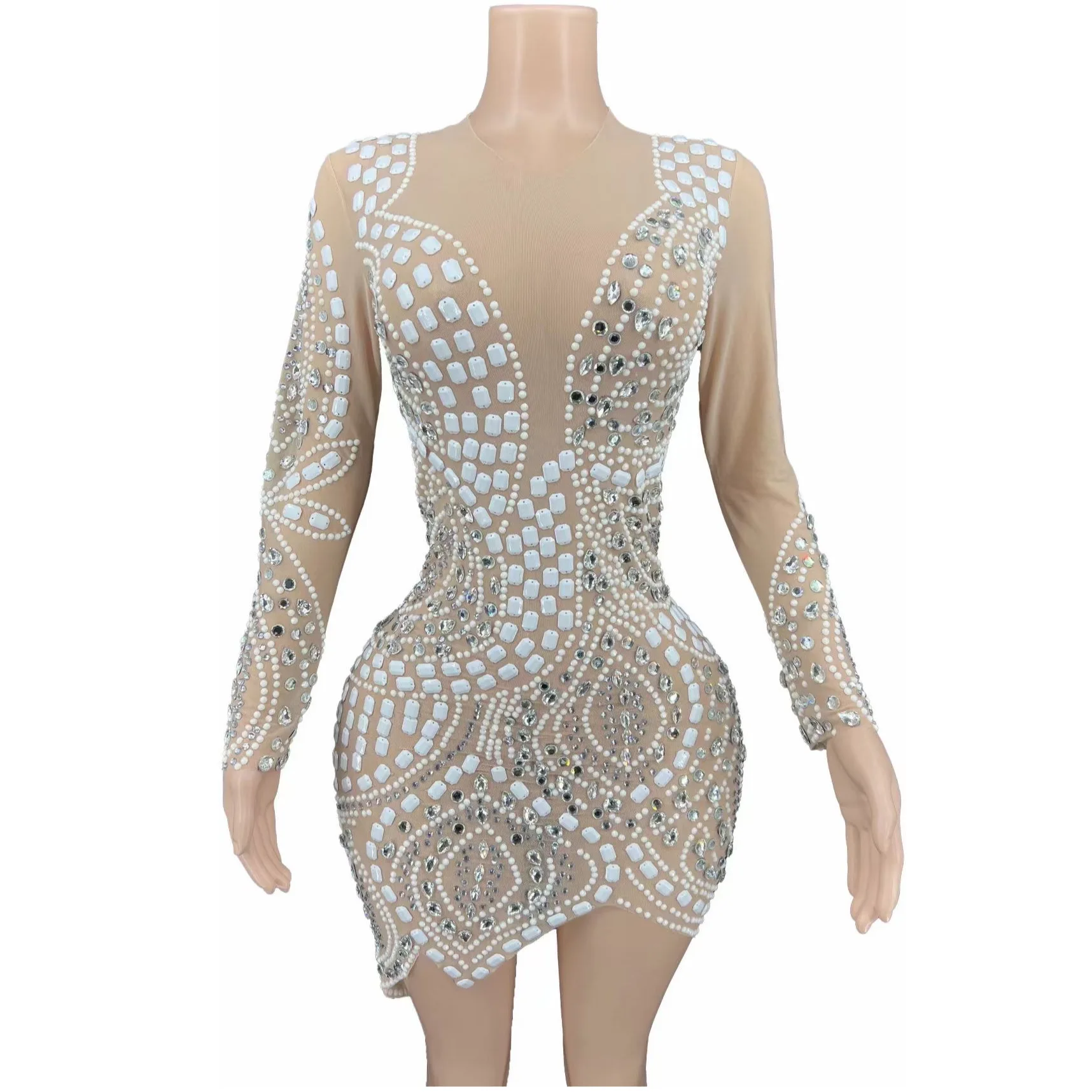 Nude Shining Rhinestones Crystal Long Sleeve Sheath Dress For Women Celebrity Evening Singer Stage Prom Drag Queen Costume 2024
Nude Shining Rhinestones Crystal Long Sleeve Sheath Dress For Women Celebrity Evening Singer Stage Prom Drag Queen Costume 2024