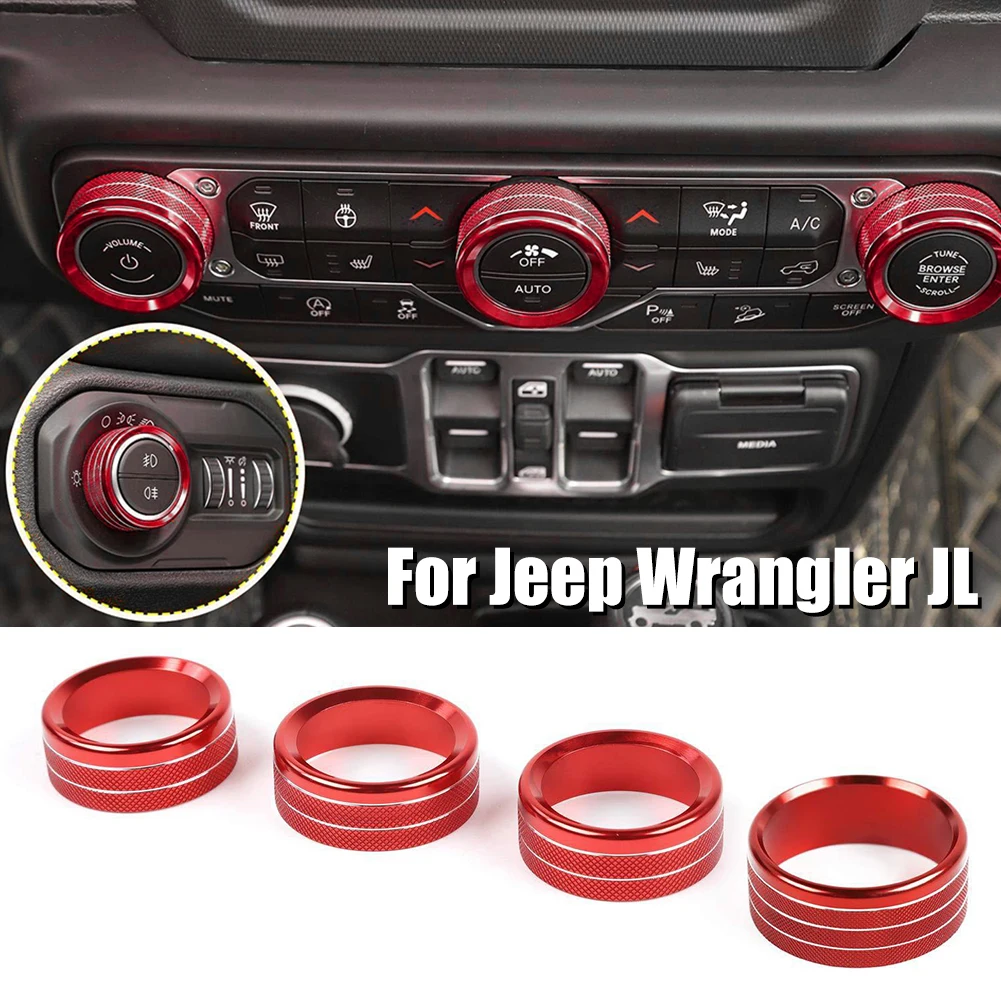 4pcs Air Conditioner Switch Knob Cover & Headlight Knob Cover Aluminum AC Trim for Jeep Wrangler 2018-2023 JL JLU & 2020-2023
4pcs Air Conditioner Switch Knob Cover & Headlight Knob Cover Aluminum AC Trim for Jeep Wrangler 2018-2023 JL JLU & 2020-2023