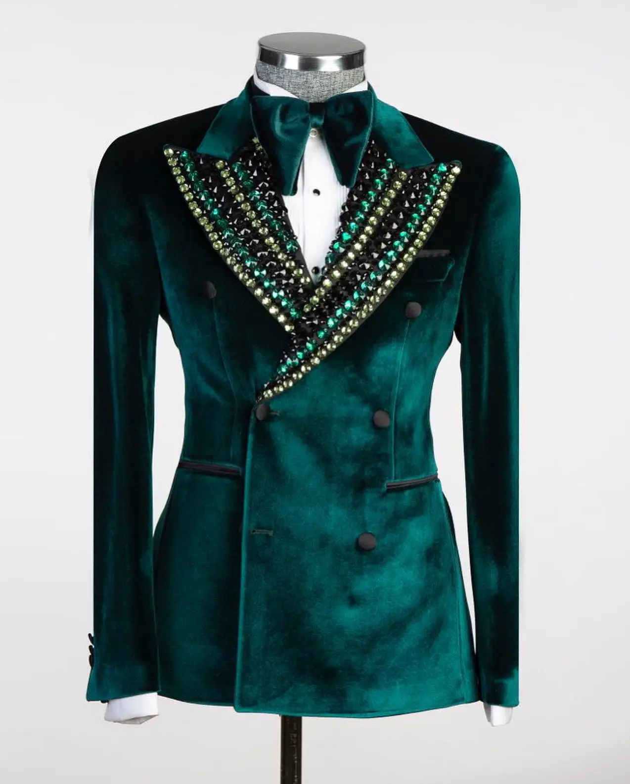 Velvet Green Men Suits Set 2 Piece Blazer+Pants Luxury Crystals Groom Wedding Tuxedo Double Breasted Coat Custom Made Jacket
Velvet Green Men Suits Set 2 Piece Blazer+Pants Luxury Crystals Groom Wedding Tuxedo Double Breasted Coat Custom Made Jacket
